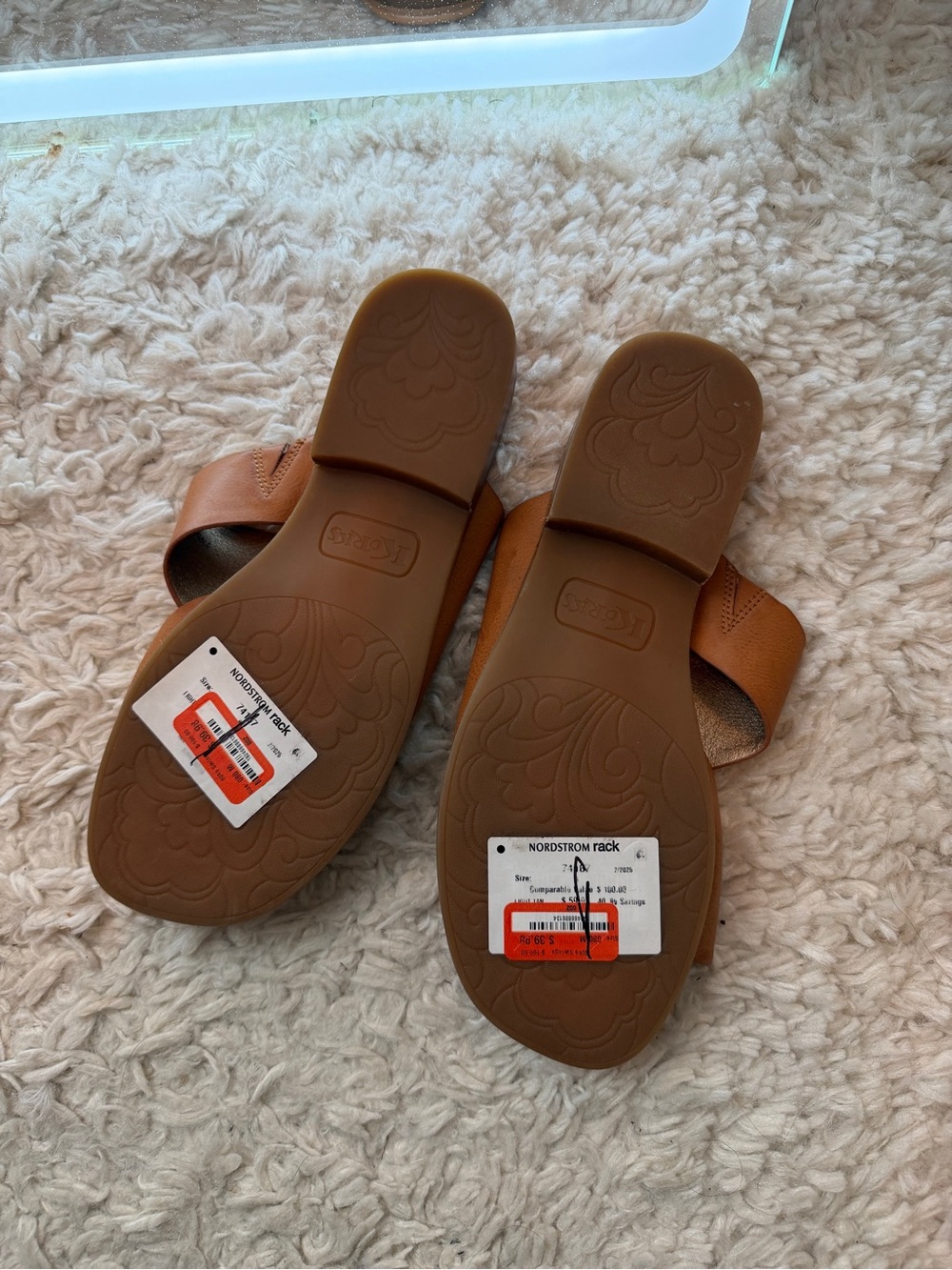 Tan Leather Cross-Strap Toe-Loop Sandals - Picture 4 of 8